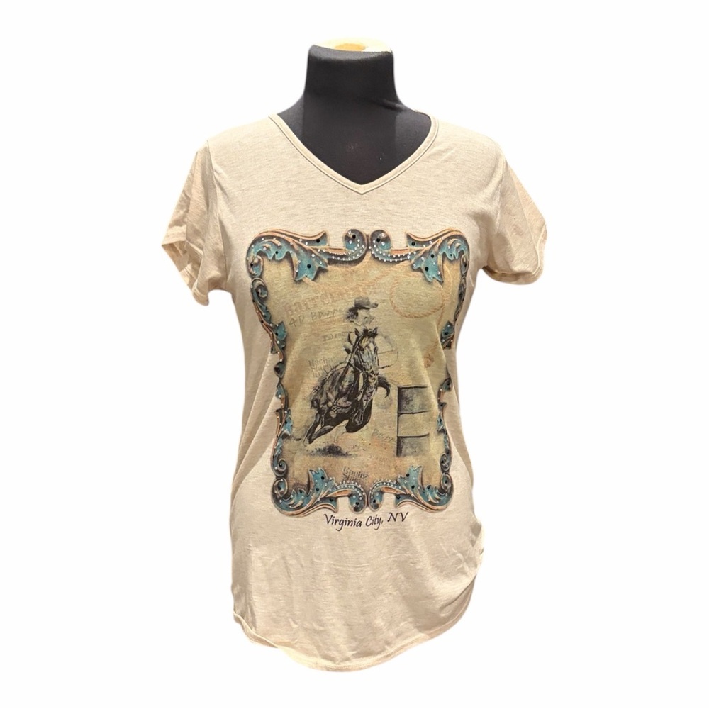 Y2K Western Rodeo Graphic Tee Made in USA Virginia City NV Small